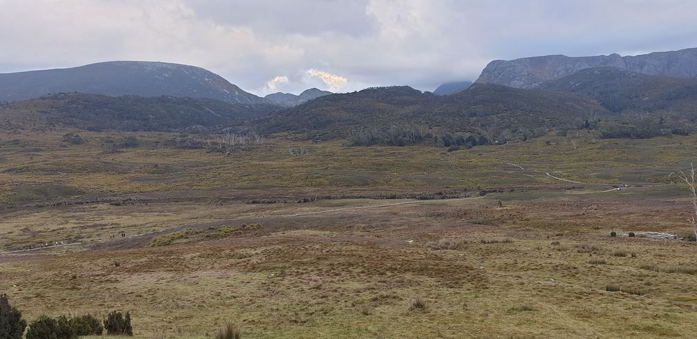 View from the shelter at Waldheim of the start of the Overland Track boardwalk View from the shelter at Waldheim of the start of the Overland Track boardwalk