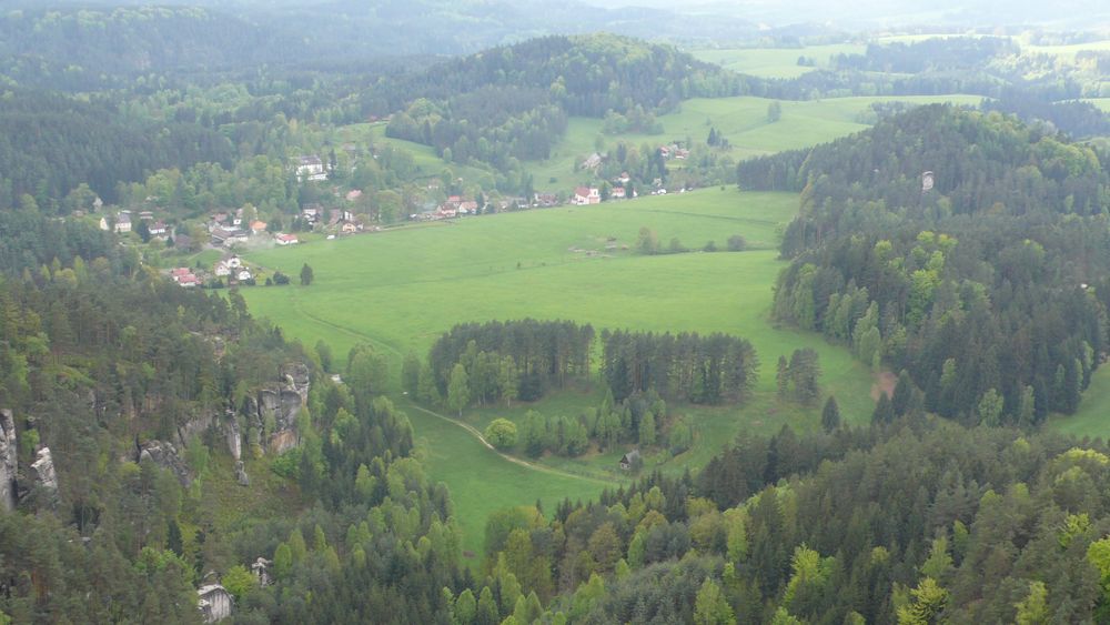 Looking down at the village of Jetřichovice Looking down at the village of Jetřichovice