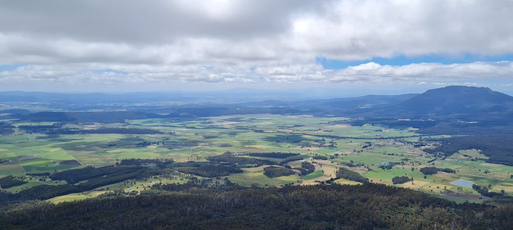 View from the top - looking east towards Longford, Launceston and Quamby Bluff. View from the top - looking east towards Longford, Launceston and Quamby Bluff.