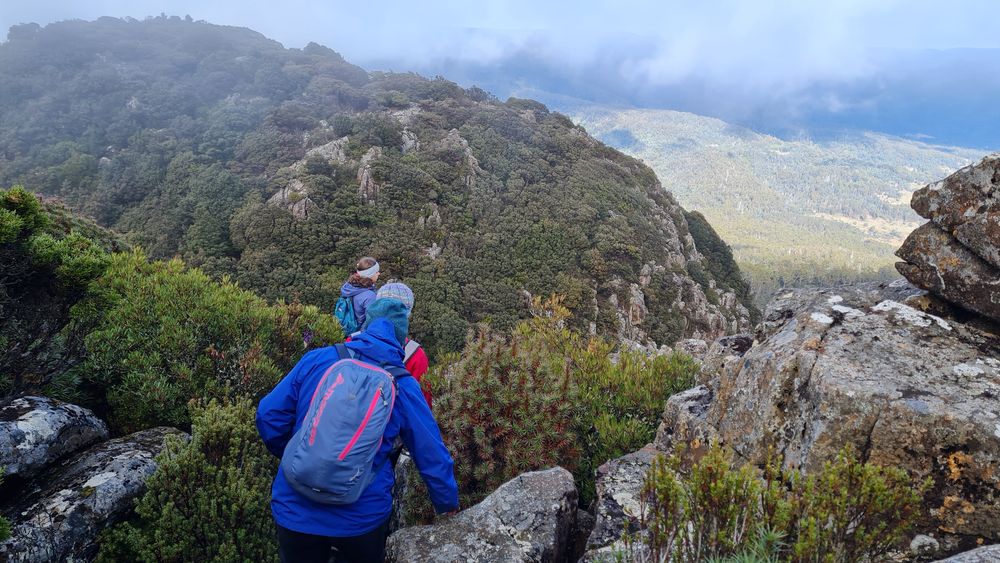 Heading down the short steep boulder section Heading down the short steep boulder section