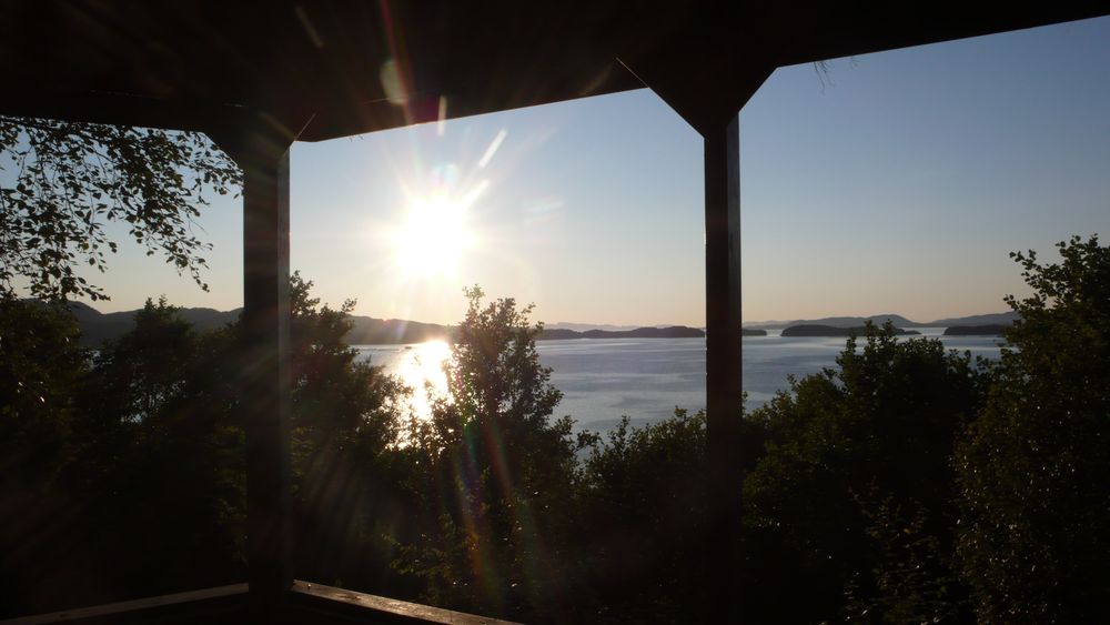 Back in civilisation, camping overnight in a gazebo, with the midnight sun.