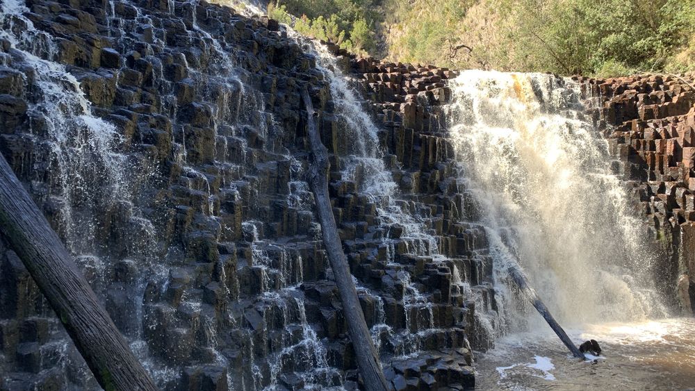 Stepped dolerite rock. Stepped dolerite rock.