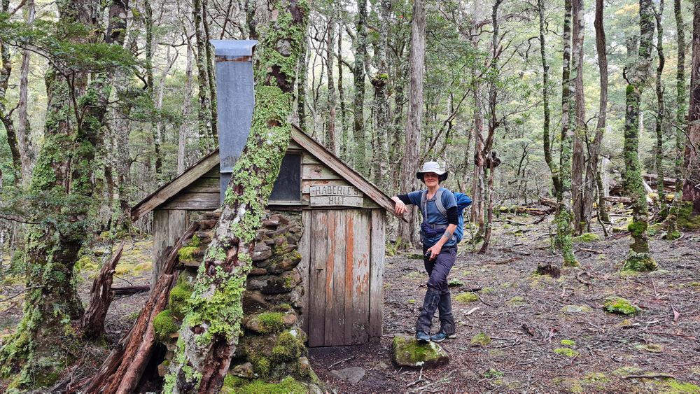 Posing outside Haberles Hut. Posing outside Haberles Hut.